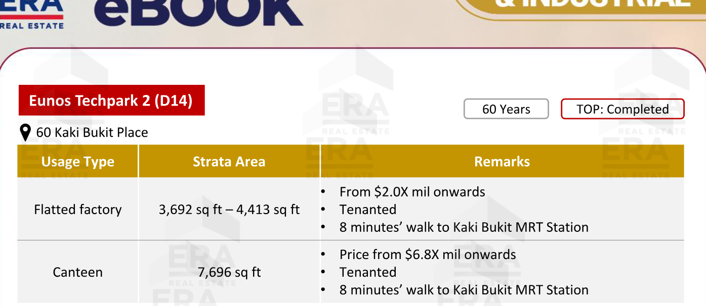Eunos Techpark 2 — units & pricing