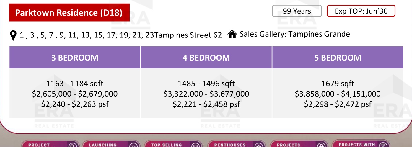 Parktown Residence — units & pricing