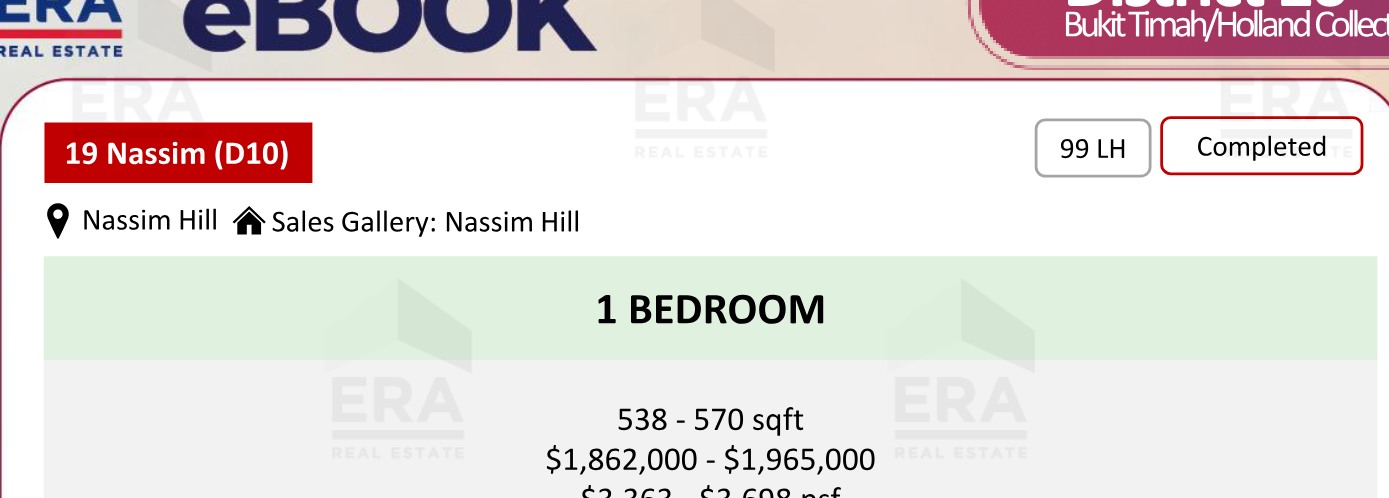 19 Nassim — units & pricing