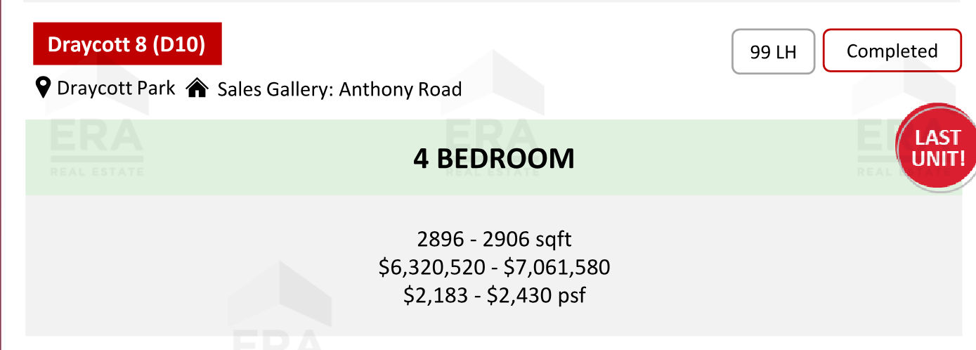 Draycott 8 — units & pricing
